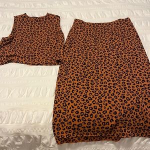 Lou & Grey leopard matching skirt and top set